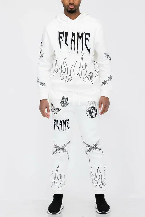 Chenille Flame Sweat Suit Lime Milo