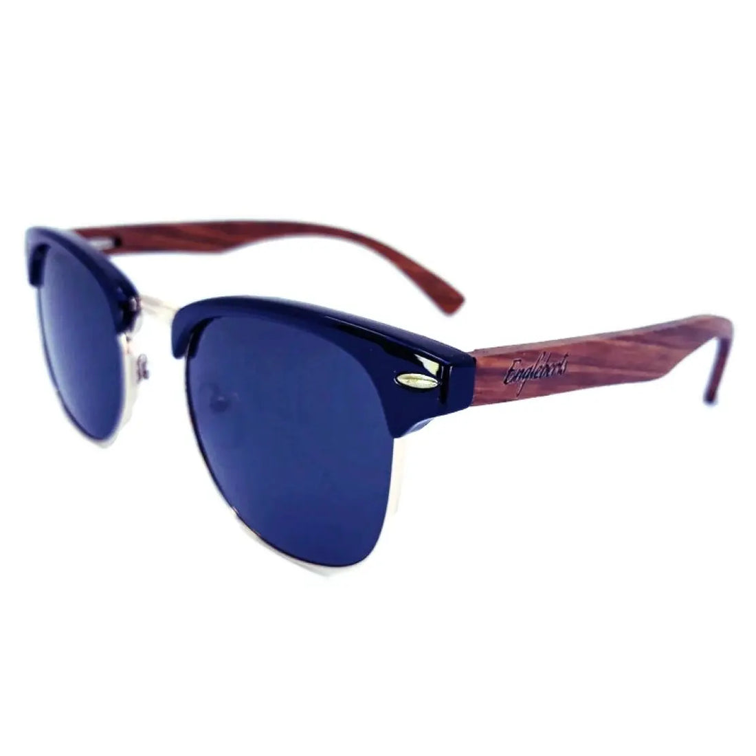 Real Walnut Wood Club Style Sunglasses, Polarized Lenses Purple Ariadne