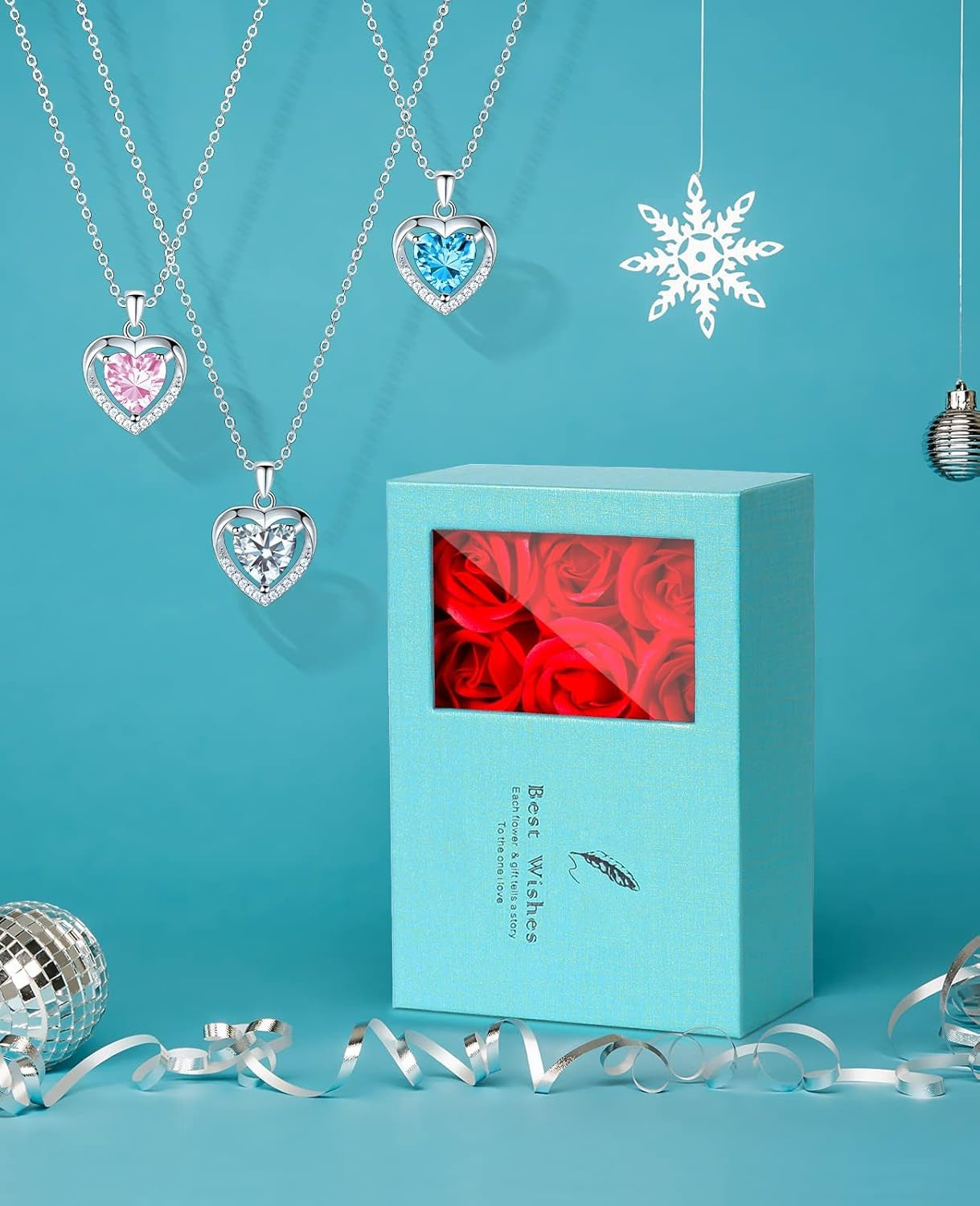 925 Sterling Silver Heart Pendant Necklace for Women - Cubic Zirconia Love Pendant Necklace, 20 Inch Love Necklace Jewelry for Christmas, Thanksgiving, Valentine&