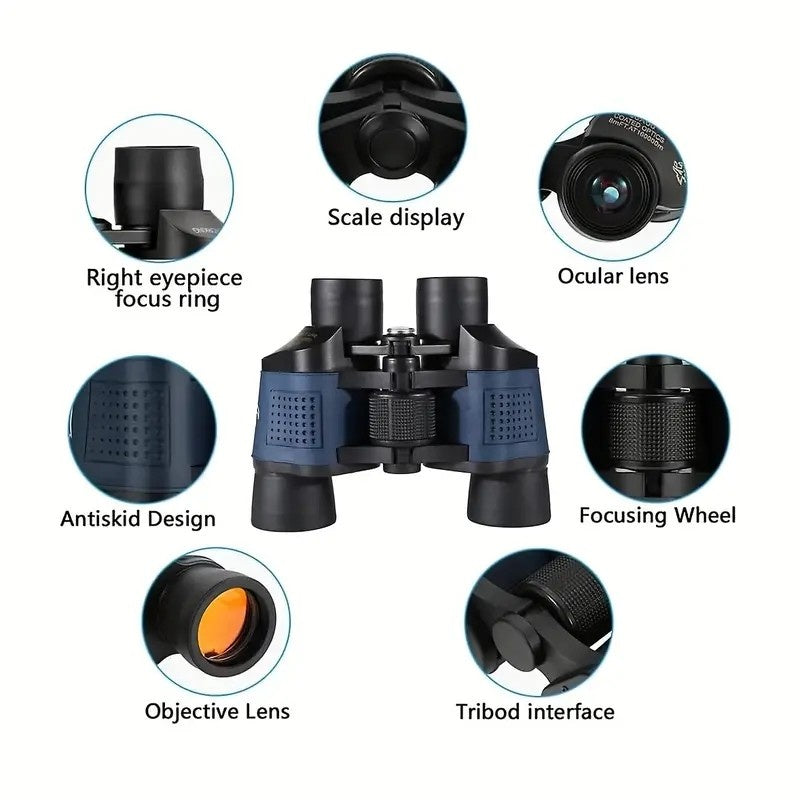 Binoculars For Adults High Power,60x60 With Low Light Night Vision Waterproof Binoculars Watching Outdoor Sports Concerts Binoculars For Bird Watching Professional Pink Lucy