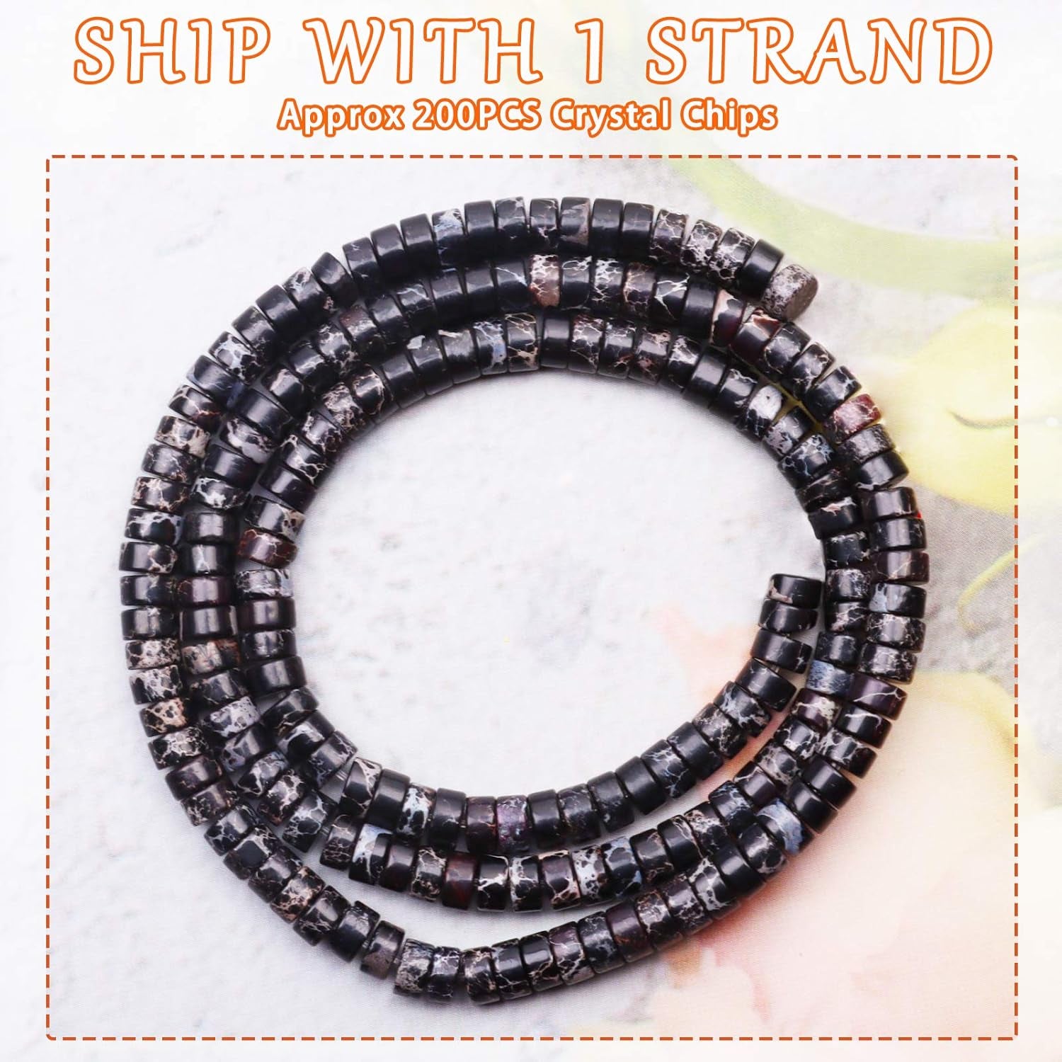 Natural Stone Heishi Beads for Necklace Making, 4 Mm X 2 Mm Small Flat round Stone Loose Heishi Disc Gemstone Beads for Jewelry Making Craft Bracelet Earrings Necklace - Black Imperial Jasper