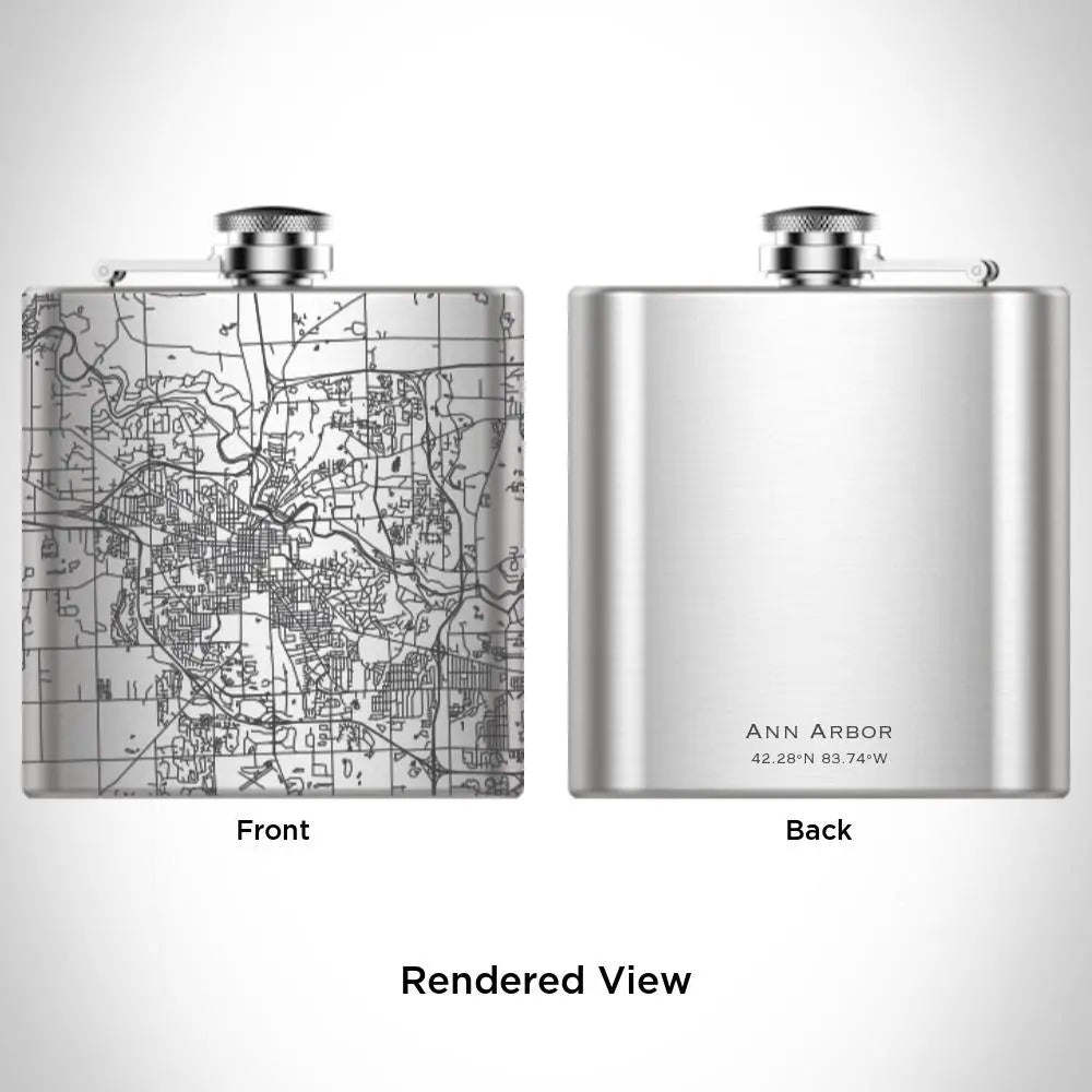 Ann Arbor - Michigan Map Hip Flask Cyan Castor