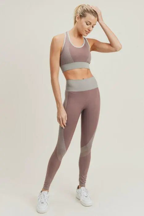 Chevron Track Seamless Hybrid Racerback Sports Bra Blue Lelantos