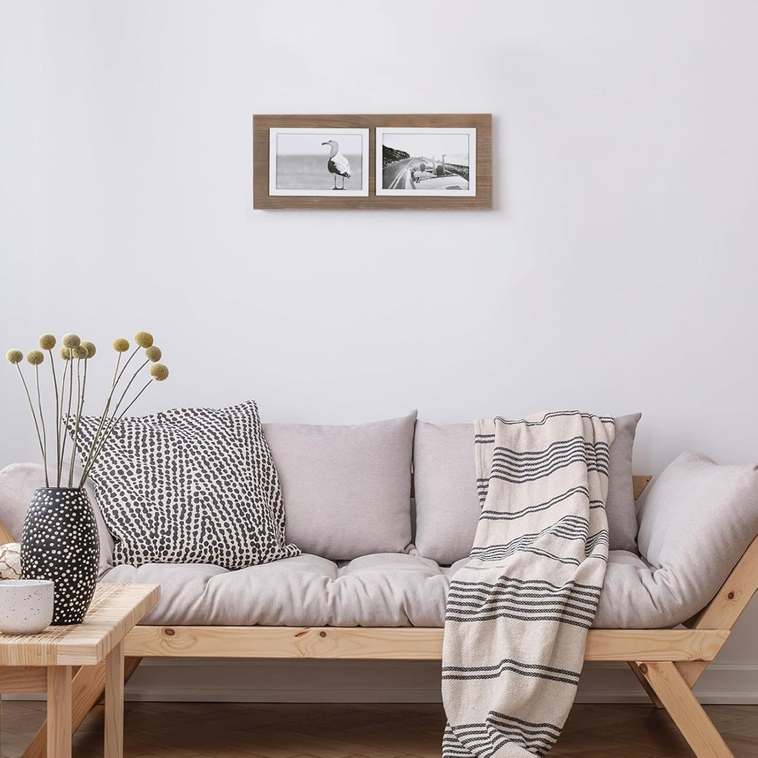 4X6 Picture Frame 2-Opening Solid Wood Collage Picture Frames Vintage Style Distressed Photo Frames with Real Glass for Table Top Stand or Wall Hanging