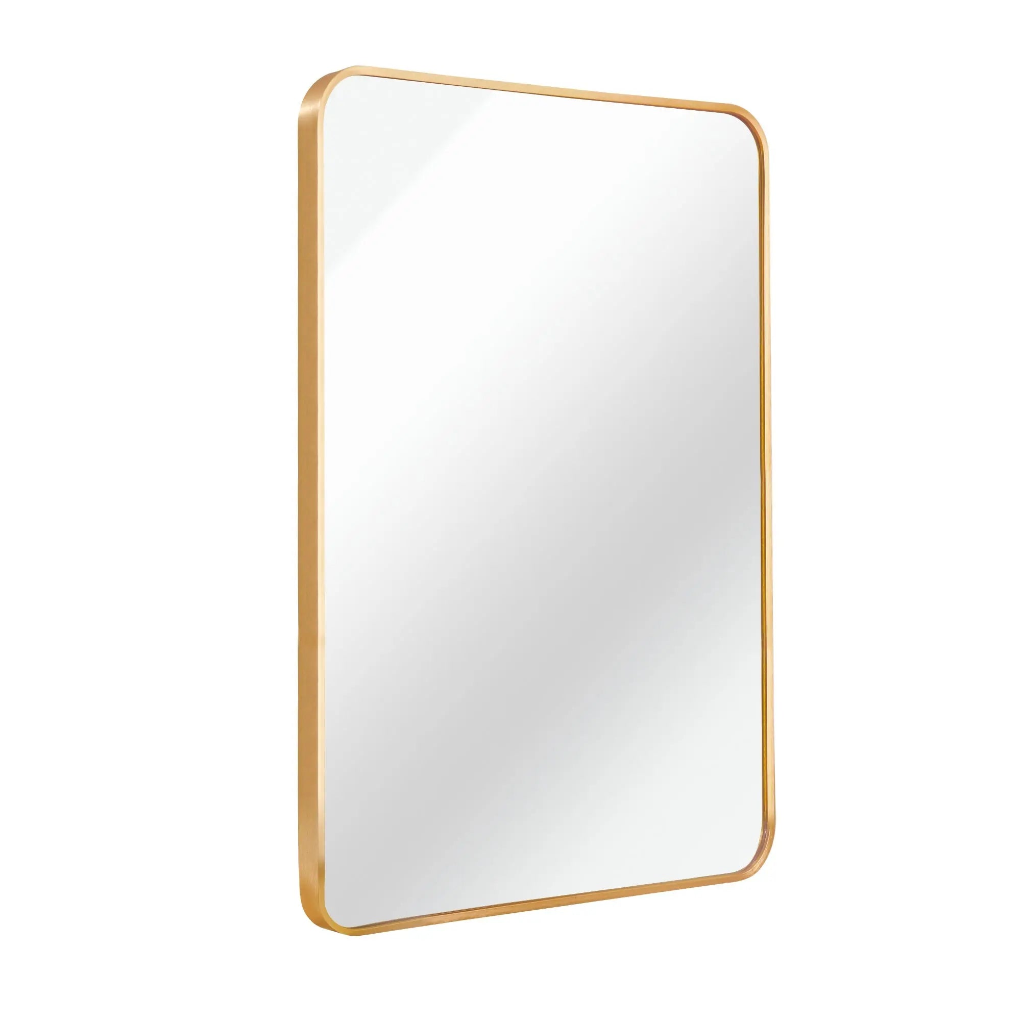 22x30 Inch Gold Metal Framed Rectangular Bathrrom Mirror for Wall. Sangria Beech