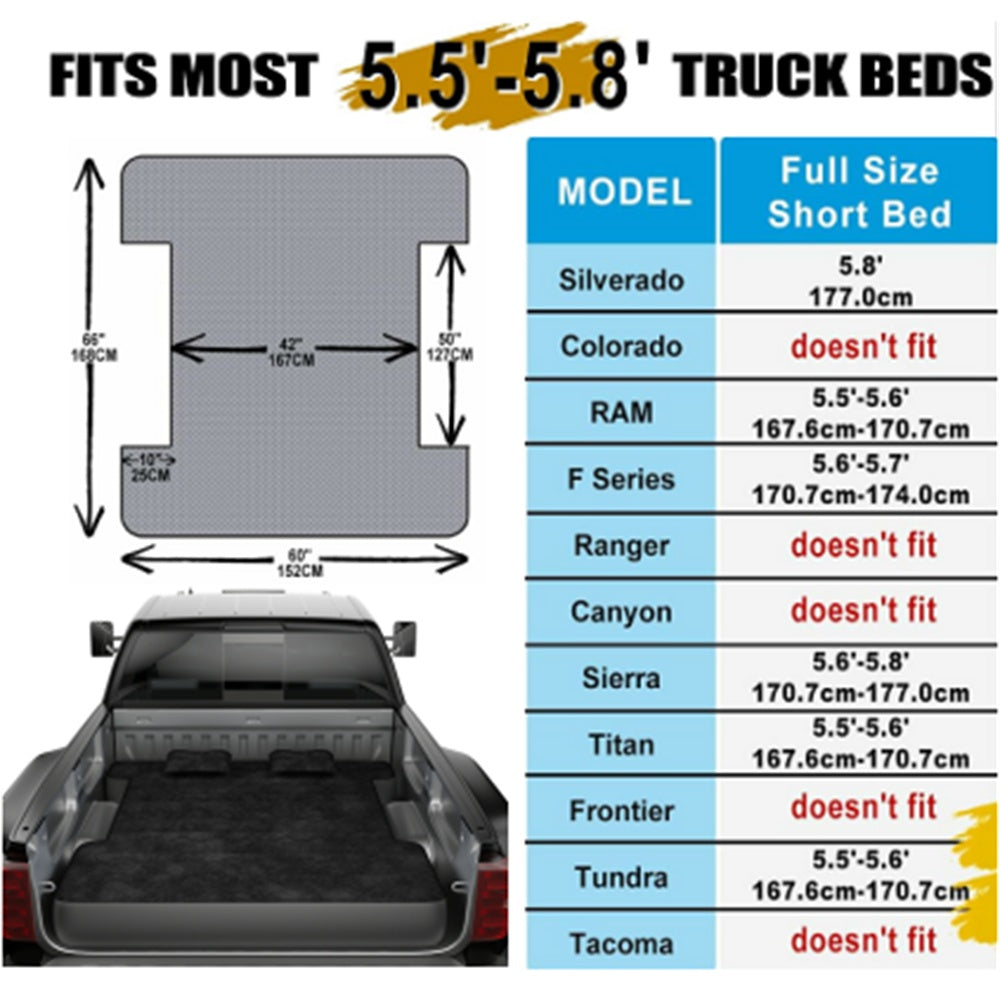 Truck Bed Air Mattress Inflatable Air Mattress For 5.5-5.8ft Short Truck Pickup Air Mattress For Camping Outdoor Bed Mattress For Travel Quick Inflation Mattress With Carry Bag Pink Lucy