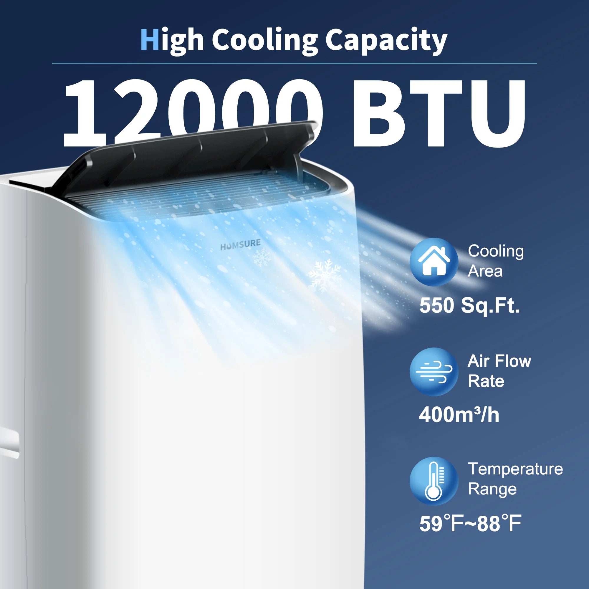 Portable Air Conditioners 12000 BTU, Room Air Conditioning Portable for Room, 24H Timer, 5-In-1 Quiet AC Unit as Cooler Dehumidifier Fan, Remote Control Window Kit Included