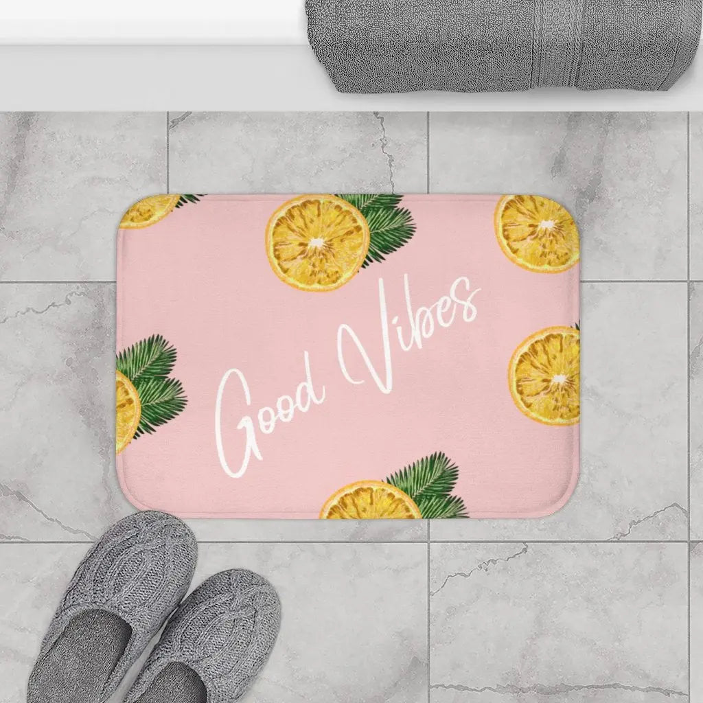 Good Vibes Lemon Bath Mat Yellow Pandora