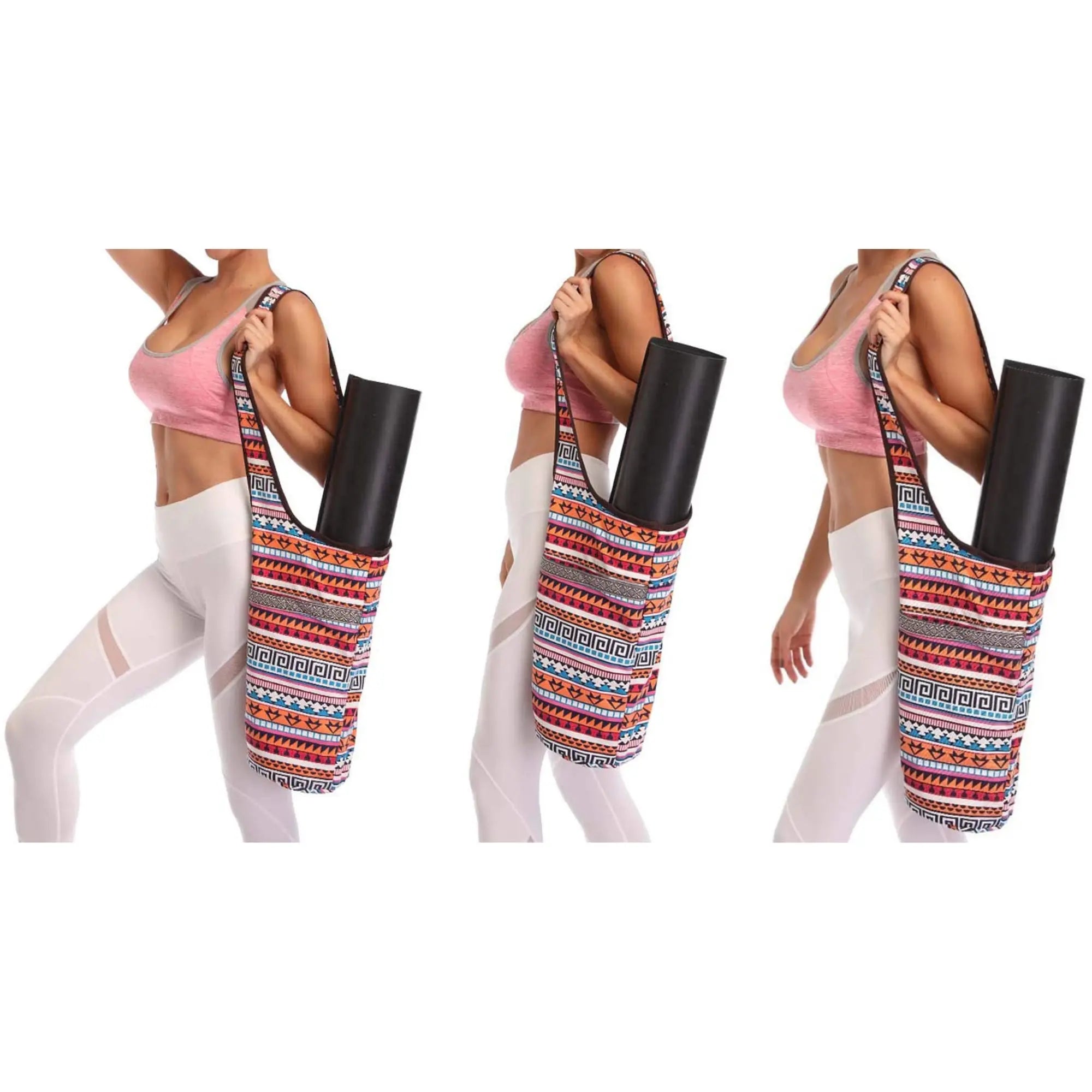 JupiterGear Yoga Mat Carrying Tote Bag with Large Pockets Black Lavender