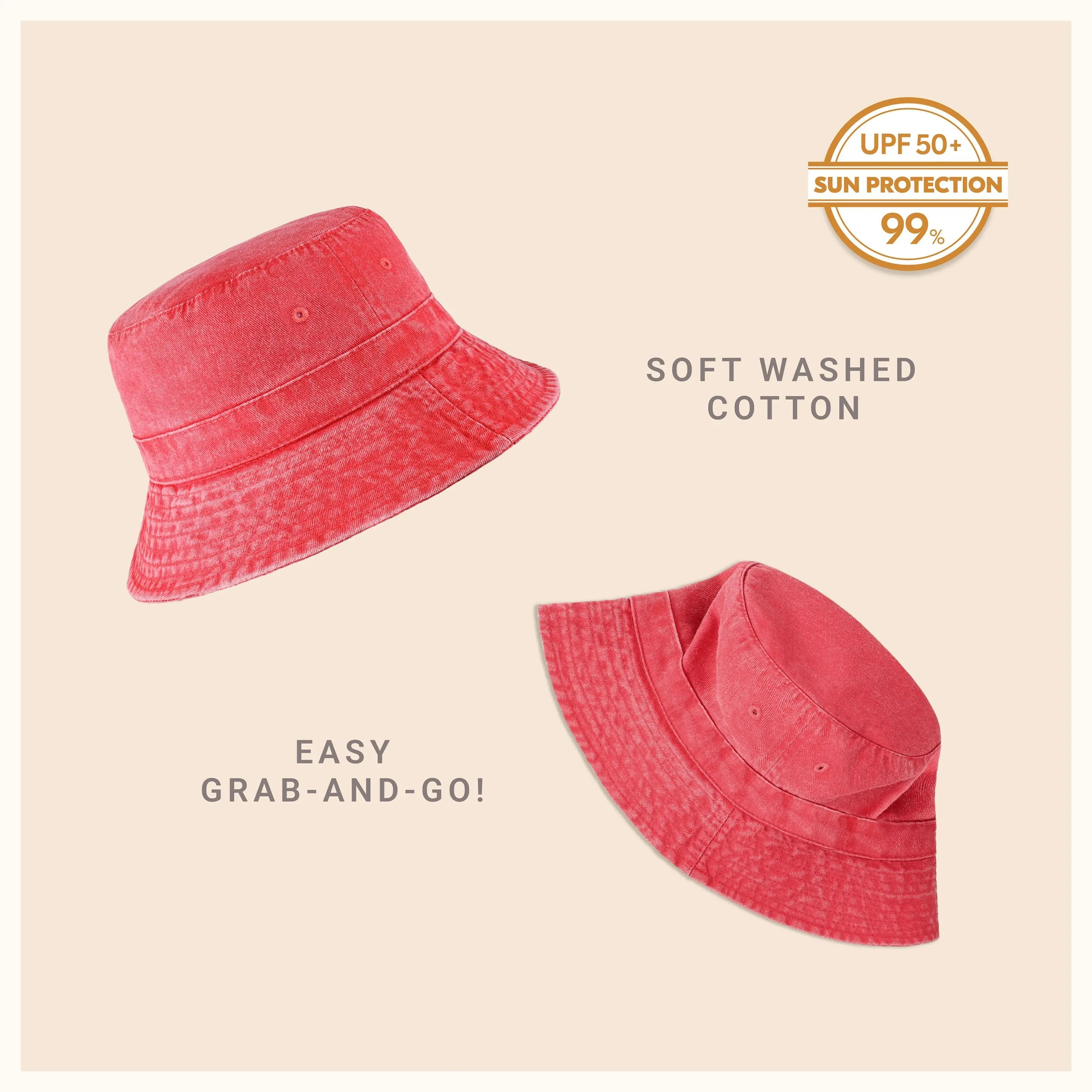 Classic Washed Cotton Bucket Hat Crimson Hector