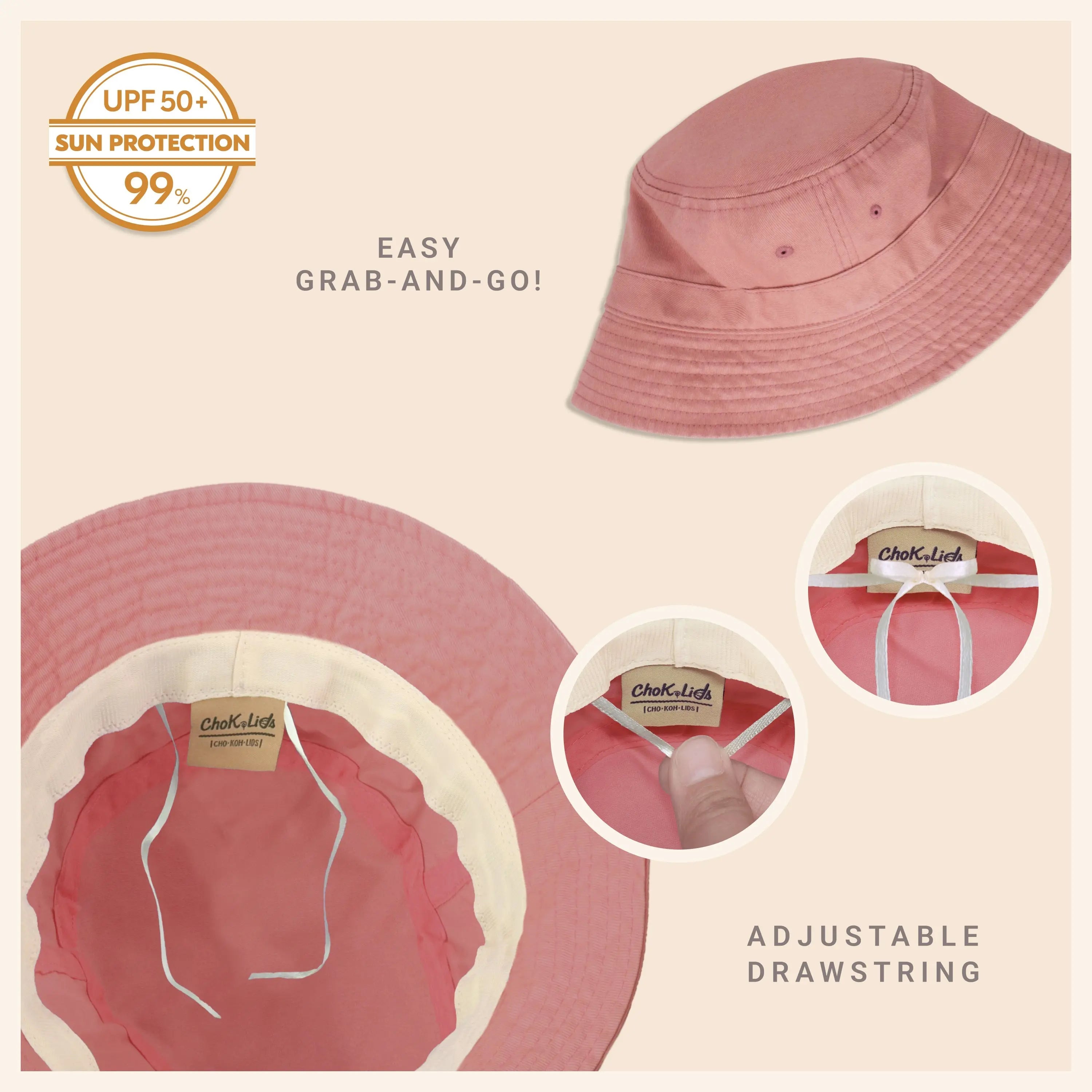 Classic Washed Cotton Bucket Hat Crimson Hector