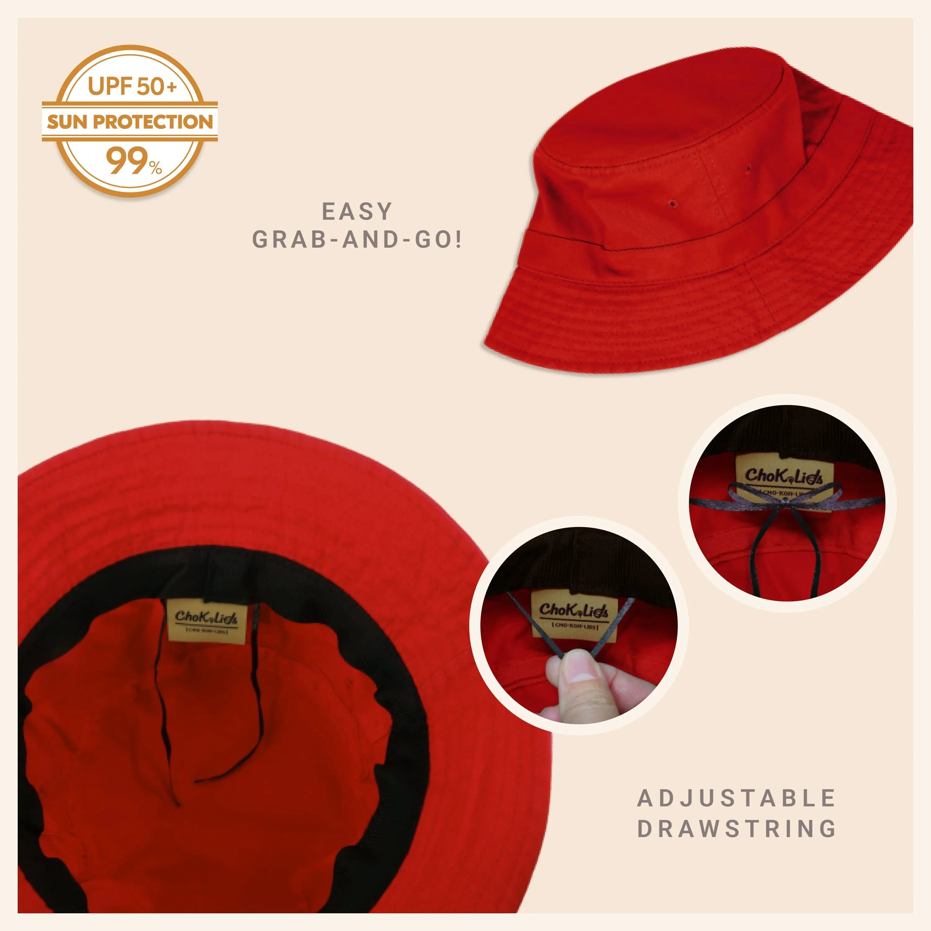 Classic Washed Cotton Bucket Hat Crimson Hector