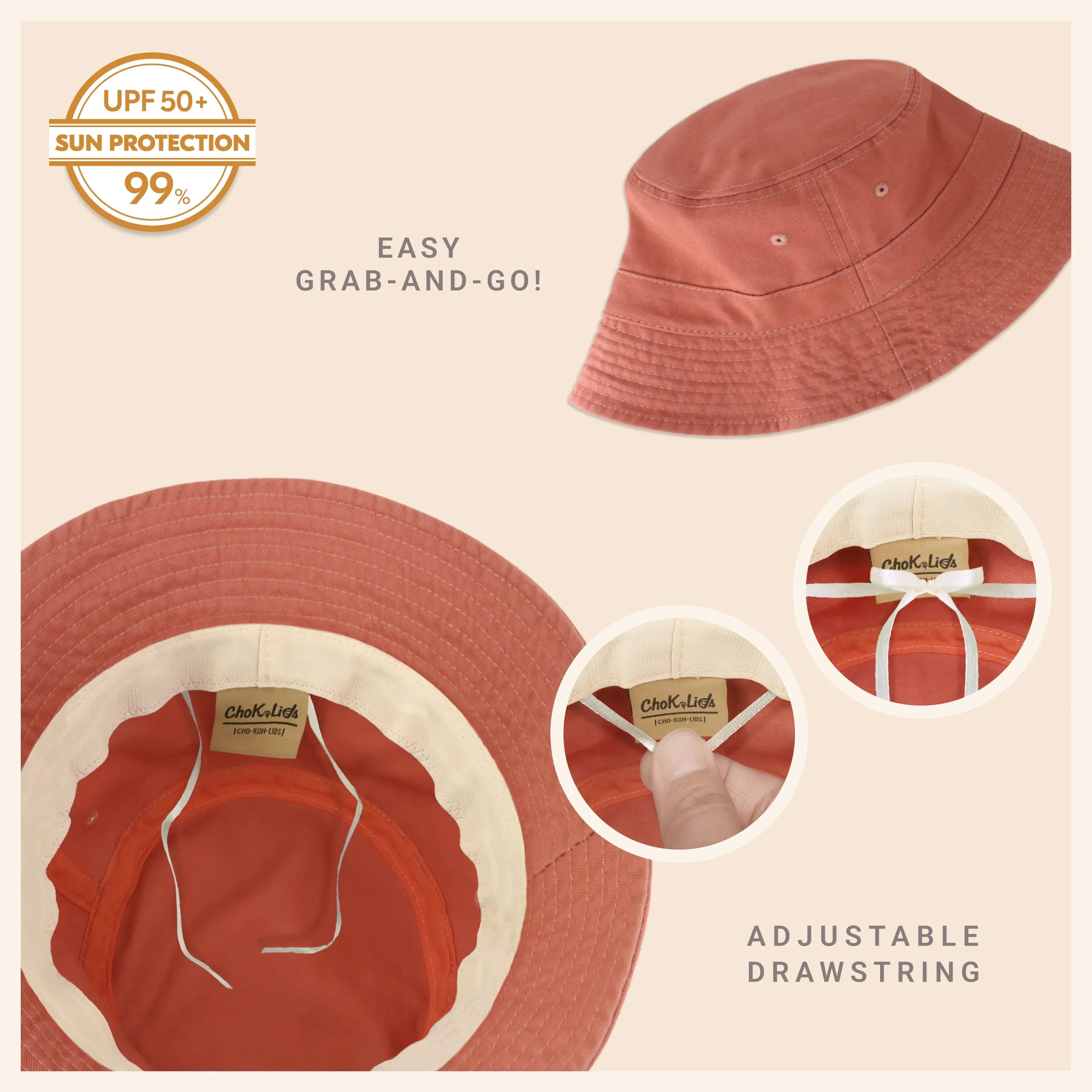 Classic Washed Cotton Bucket Hat Crimson Hector