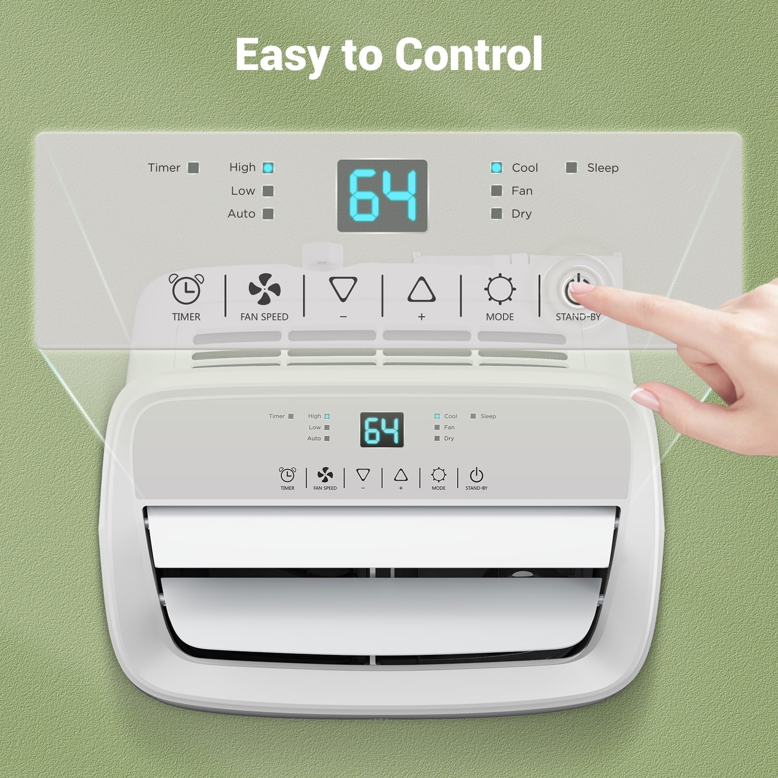 Portable Air Conditioner 10000BTU with Dehumidifier, Fan, Cool, for Room Ups to 300Sq.Ft, 6300BTU SACC