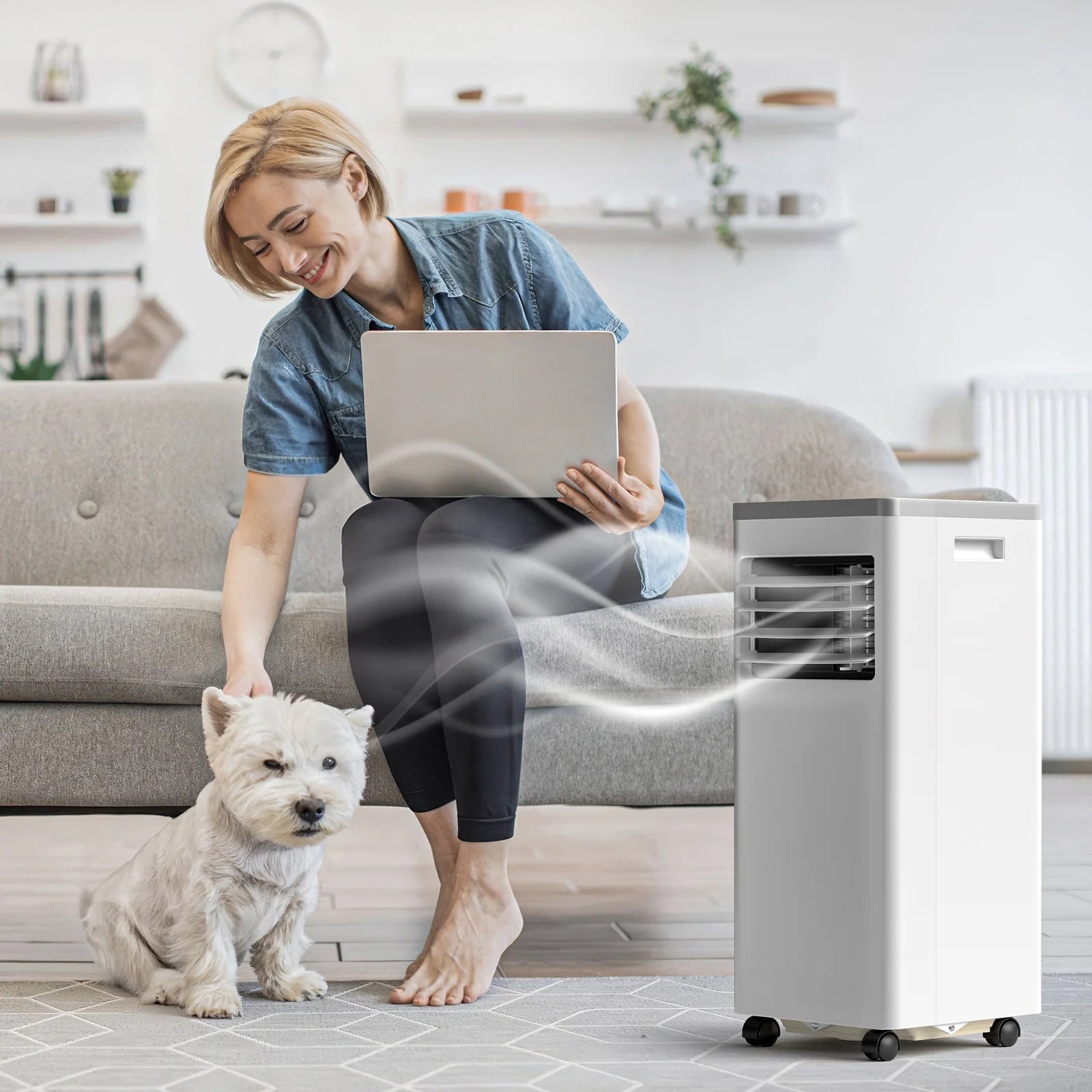 Portable Air Conditioner, 8,000 BTU Ashrae, 4-In-1 Portable AC Cooler, Dehumidifier& Fan Mode, Remote Control, Floor Standing AC 5,000 BTU (SACC) up Cooling to 250 Sq.Ft