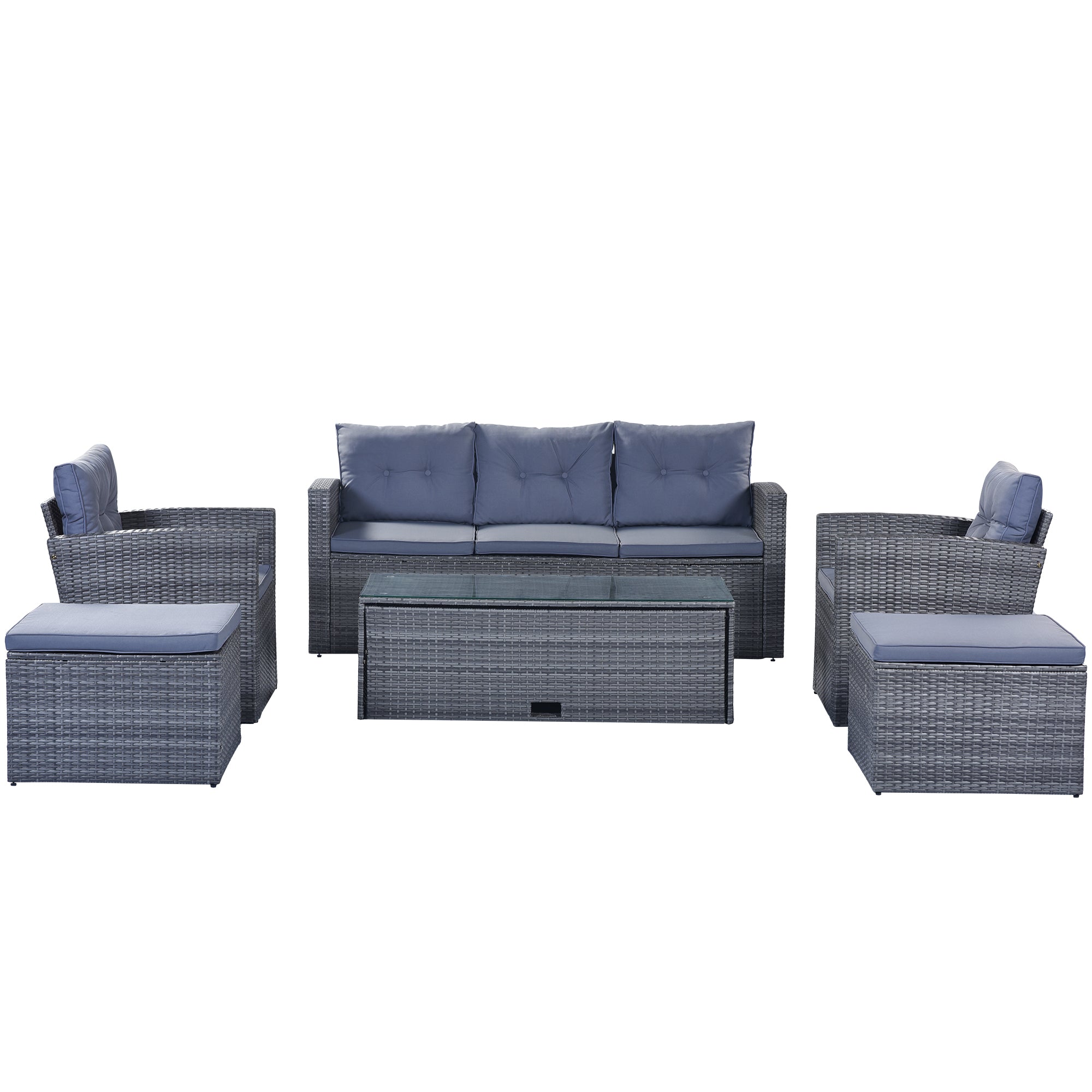 6-piece All-Weather PE rattan Patio Outdoor Dining Conversation Sangria Beech