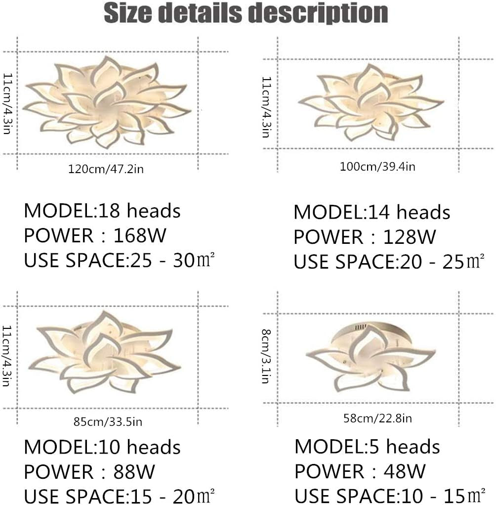 LED Dimmable Ceiling Light Modern Flower Shape Ceiling Lamp Fixture Living Room Bedroom Children&