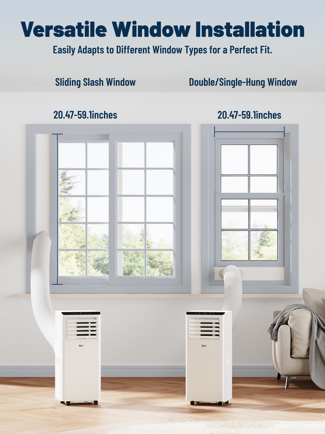 8000BTU Portable Air Conditioner for Room up to 230 Sq.Ft, 3-In-1 AC Unit 5100BTU (SACC), Cooling, Dehumidifying, Fan