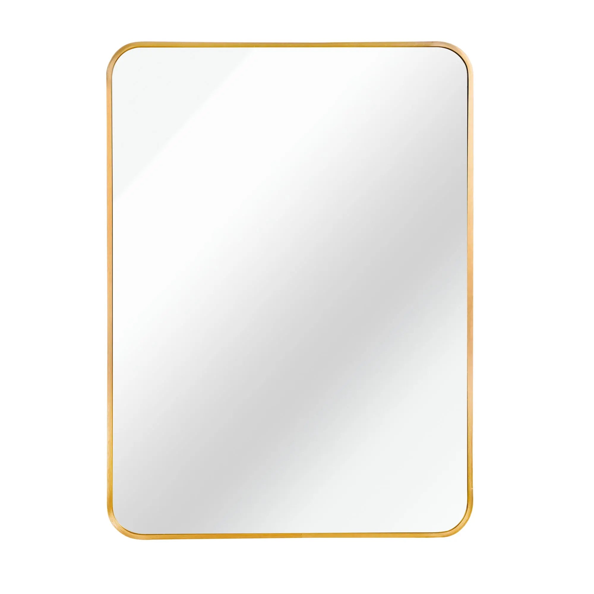 22x30 Inch Gold Metal Framed Rectangular Bathrrom Mirror for Wall. Sangria Beech