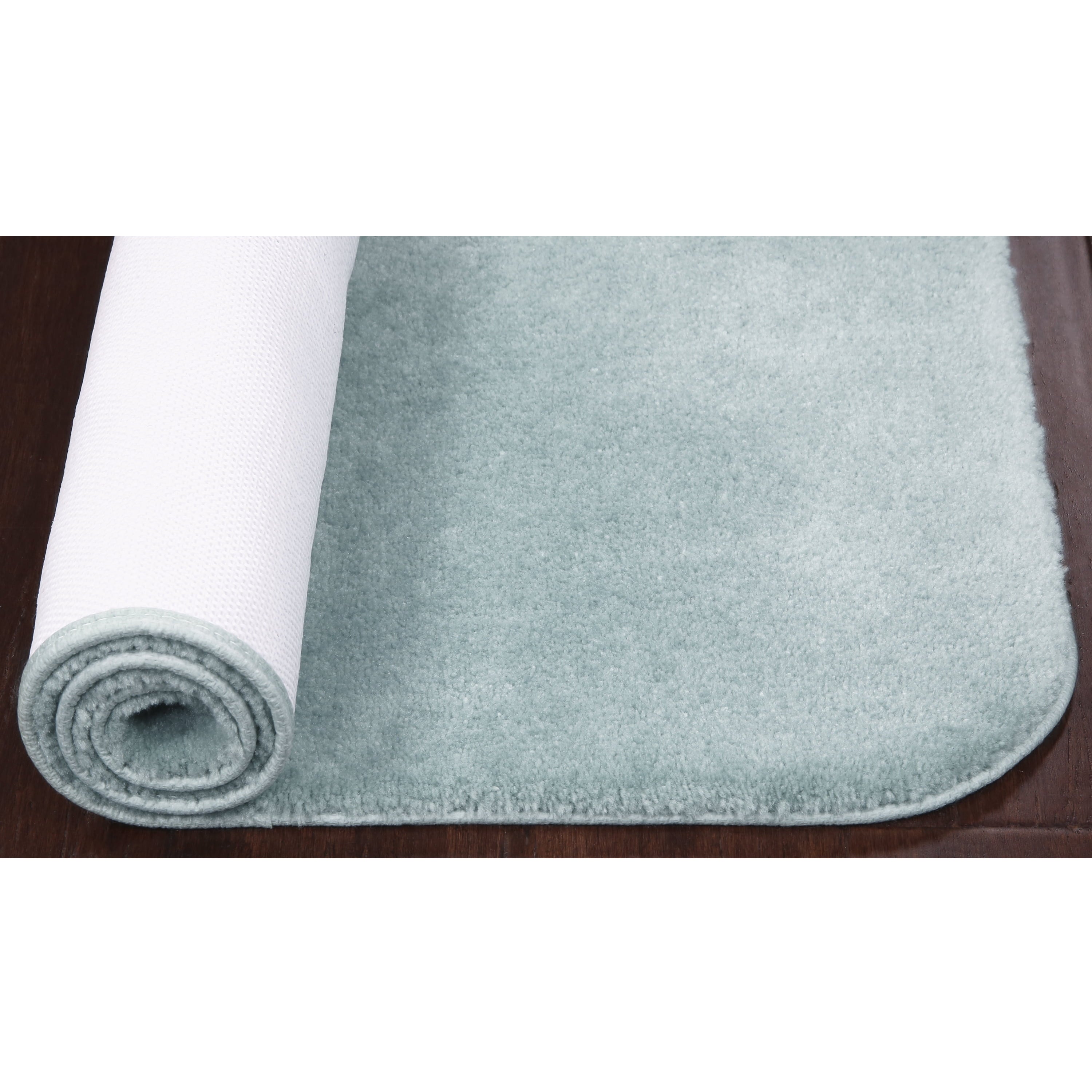 Solid Stripe Light Blue Nylon Bathroom Rug, 20"X32" - 1 Each