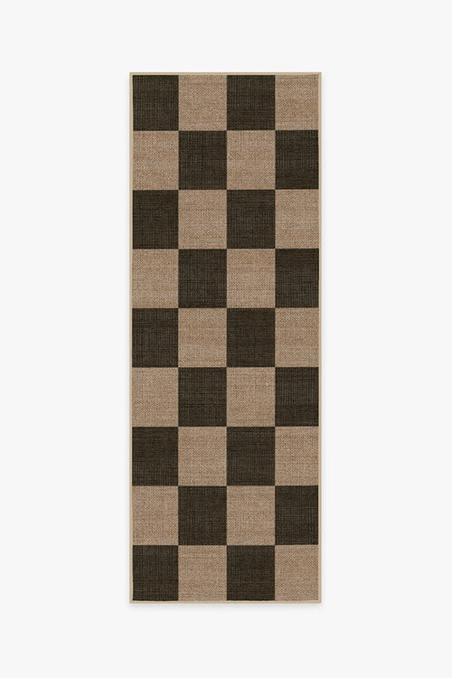 Checkerboard Soft Black Re-Jute Rug Cerise Coconut