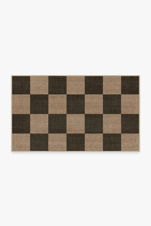 Checkerboard Soft Black Re-Jute Rug Cerise Coconut