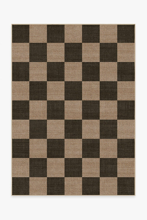 Checkerboard Soft Black Re-Jute Rug Cerise Coconut