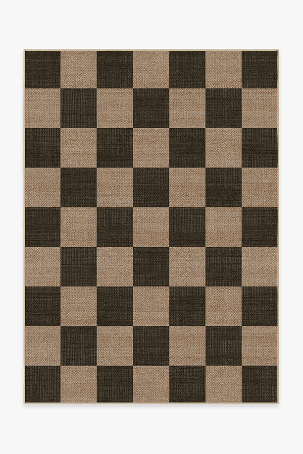 Checkerboard Soft Black Re-Jute Rug Cerise Coconut