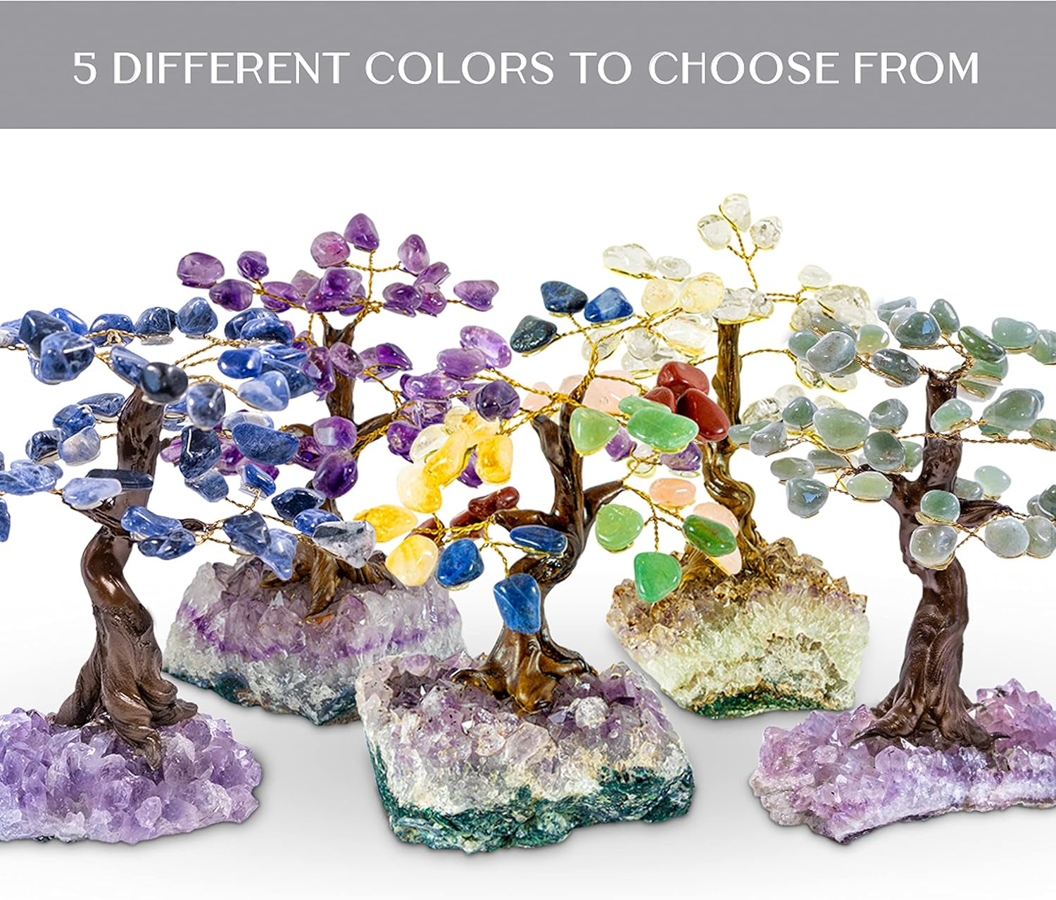 Crystal Tree - Amethyst Healing Chakra Tree of Life - Energy & Feng Shui Amethyst Tree - Crystal Decoration - Sourced from Best Local Quality Control Team - 6" 1.2 Lbs (Tree Sodalite)