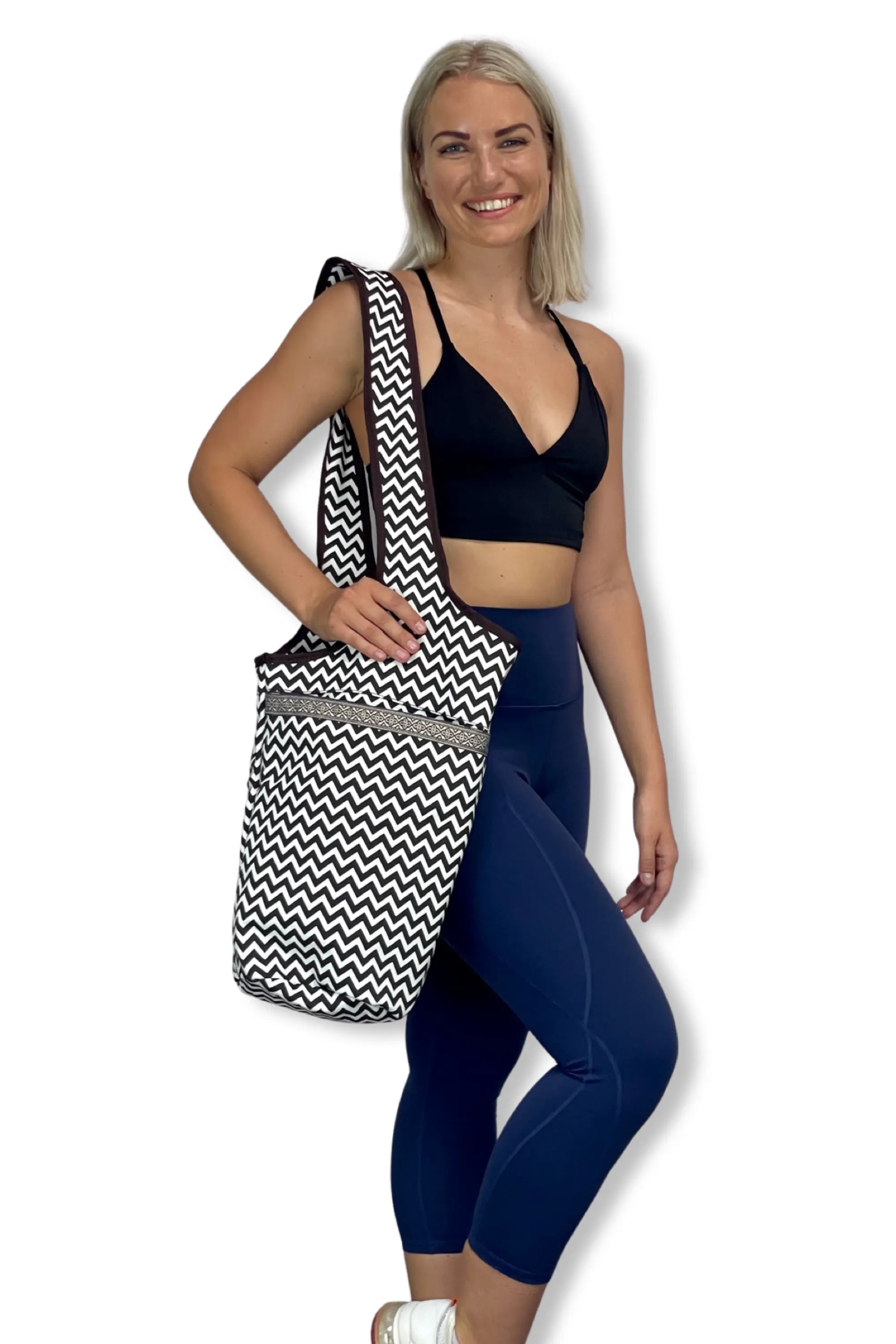 JupiterGear Yoga Mat Carrying Tote Bag with Large Pockets Black Lavender