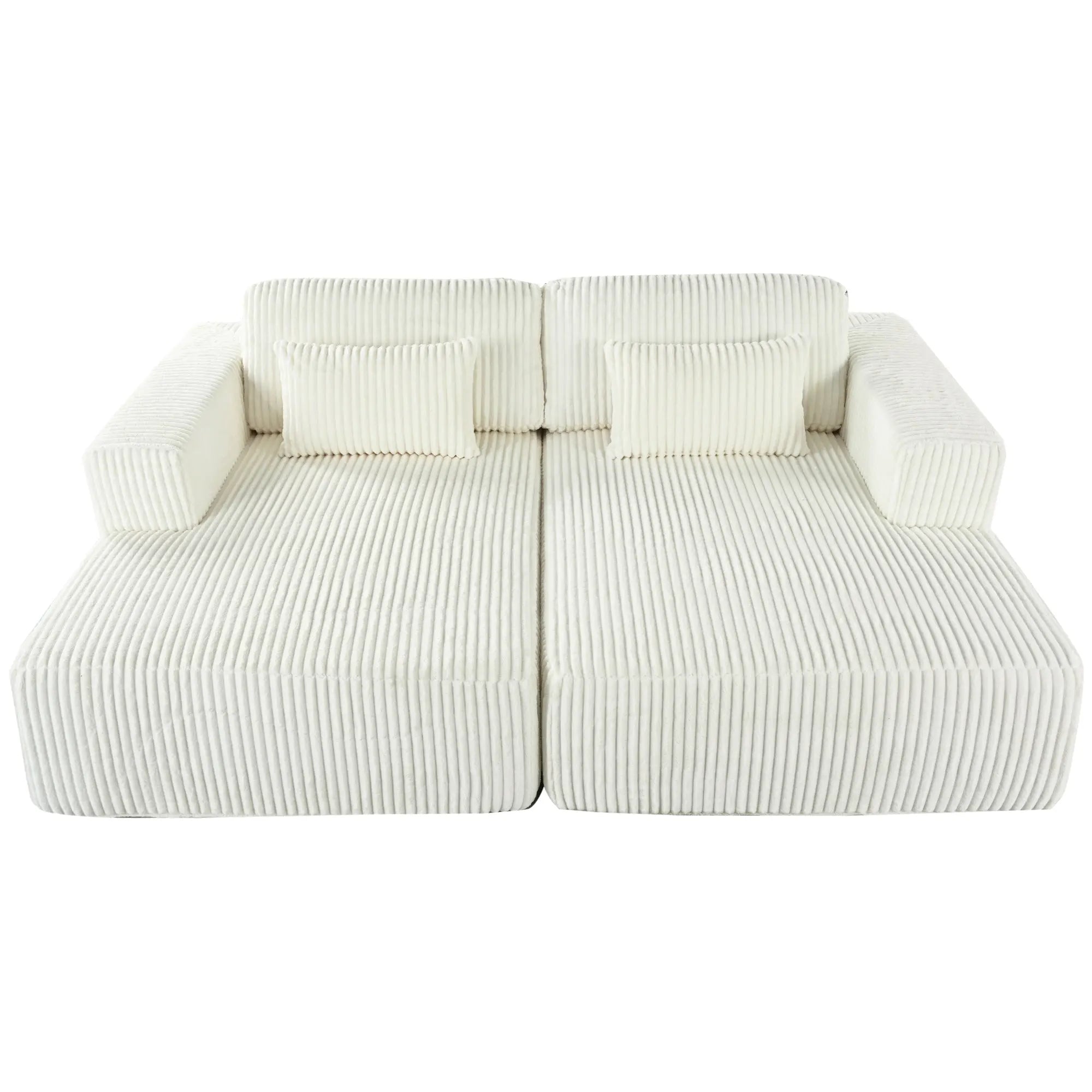 Corduroy Double Sofa Bed with 2 Pillows, Perfect for Living Rooms, Sangria Beech