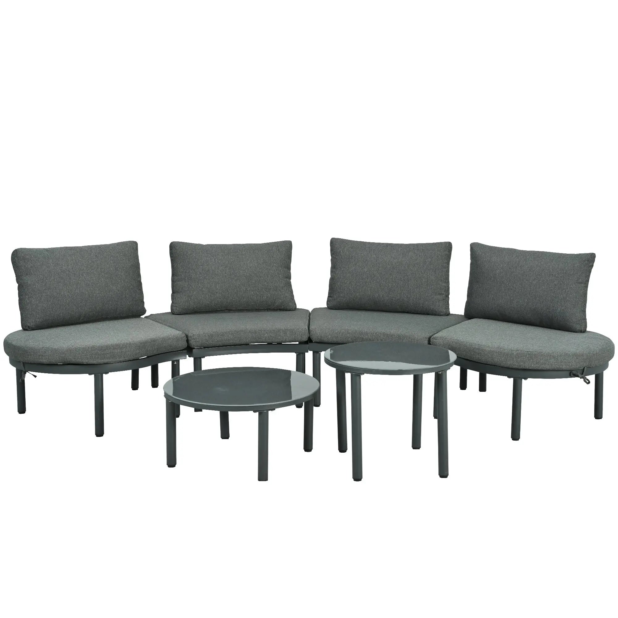 6-Piece Patio Sofa Furniture Set, Half Moon Outdoor Sectional Sofa Sangria Beech