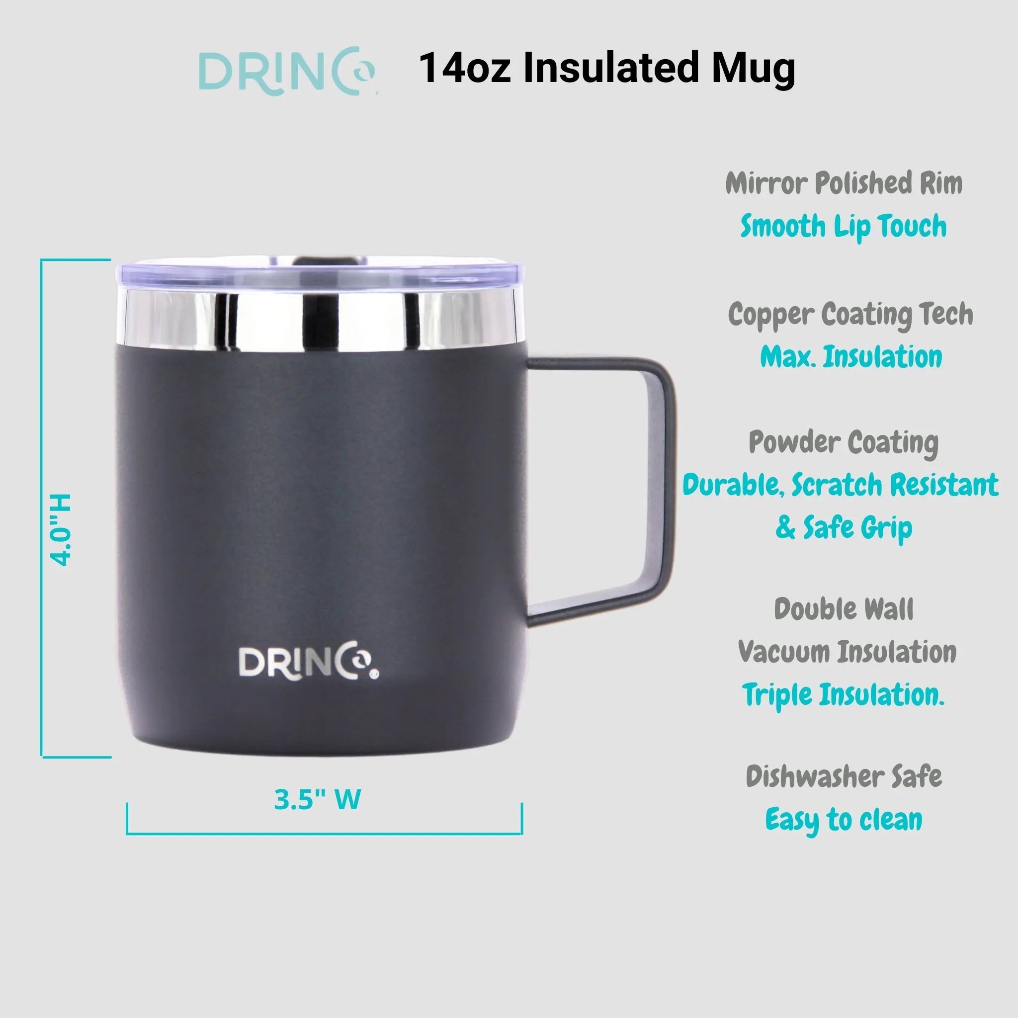 DRINCO® 14 oz Coffee Mug Vacuum Insulated Camping Mug Double Wall Orchid Lavender