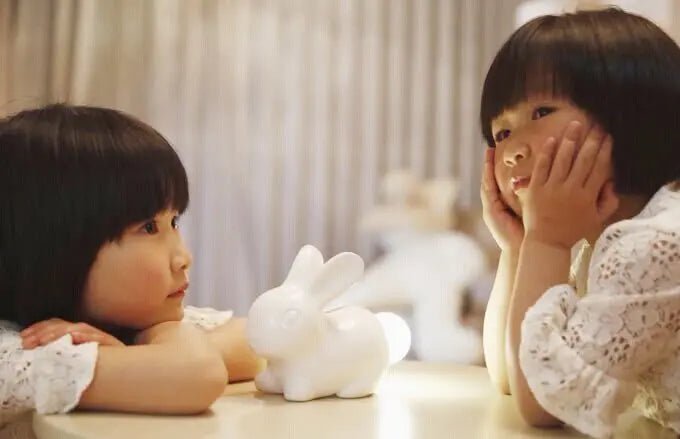 Rabbit Night Lamp With Piggy Bank Fuchsia Molly