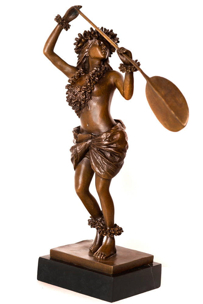 Kim Taylor Reece Bronze Statue Pahoe - Wahine Canoe Paddler Chocolate Vanilla