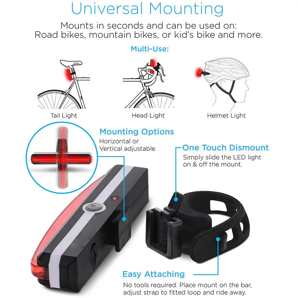 Waterproof, USB Rechargeable Tail Light, LED, Universal Mounting Ivory Coeus