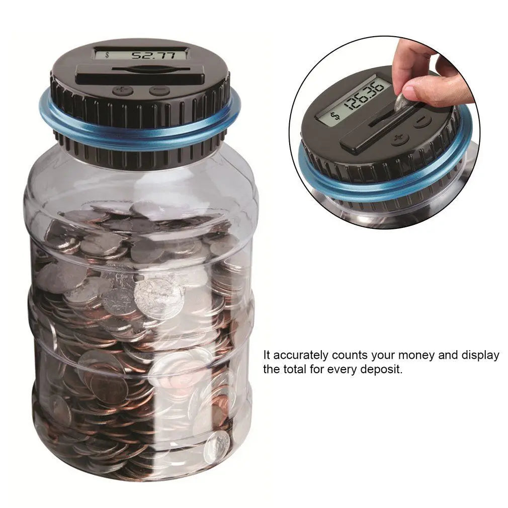 Digital Coin Counting Money Saving Box LCD Display Teal Simba