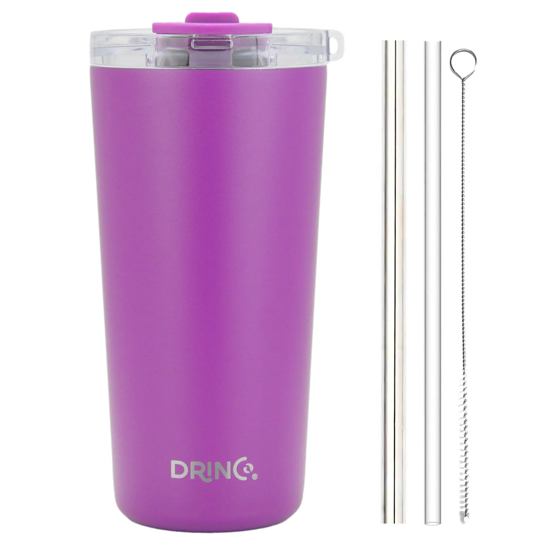 DRINCO®  20oz Insulated Tumbler w/Spill Proof Lid, 2 Straws(Purple) Orchid Lavender