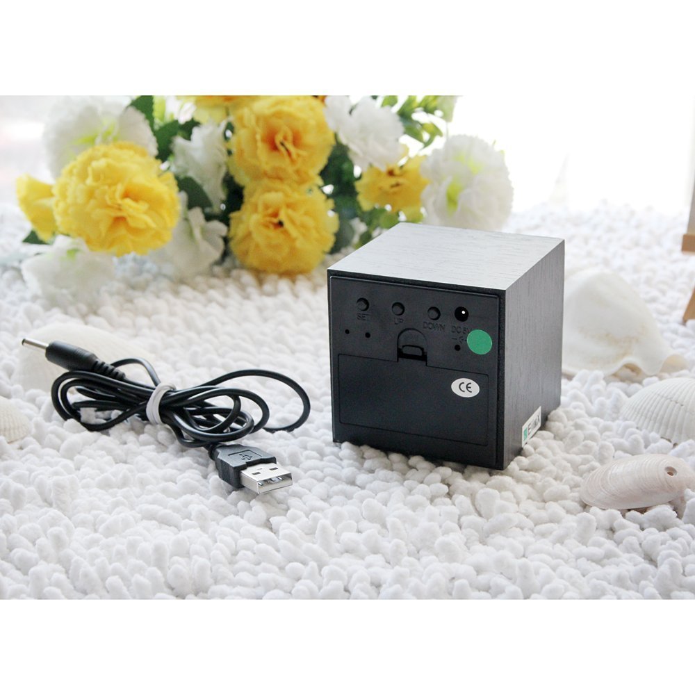 Cube Mini LED Wooden Digital Alarm Clock Fuchsia Molly