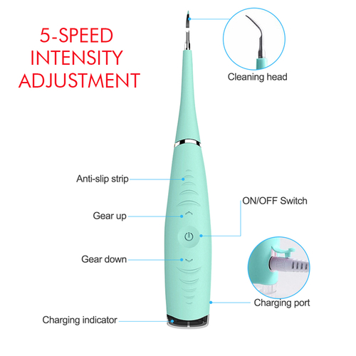 Electric Sonic Dental Tooth Calculus Remover Tooth Stains Cleaner electric toothbrush Teal Simba