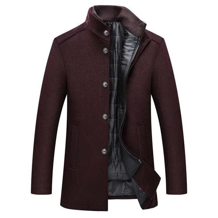 Winter Men Wool Jacket Slim Fit Thick Warm Coat Teal Simba