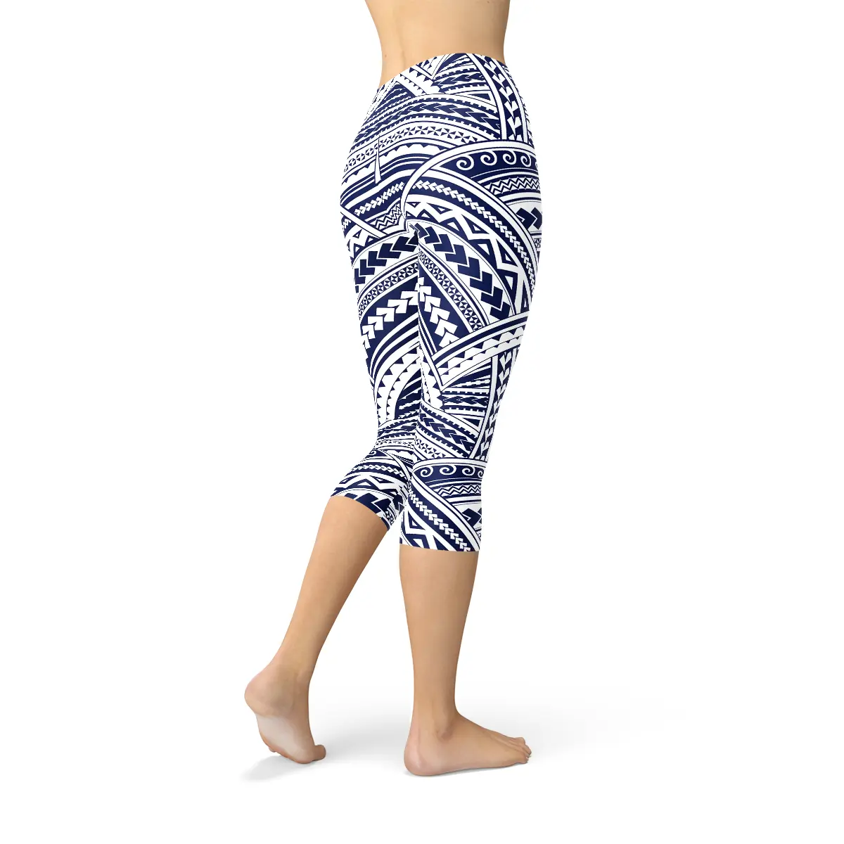 Polynesian Maori Tattoo Capri Leggings Maroon Sooty