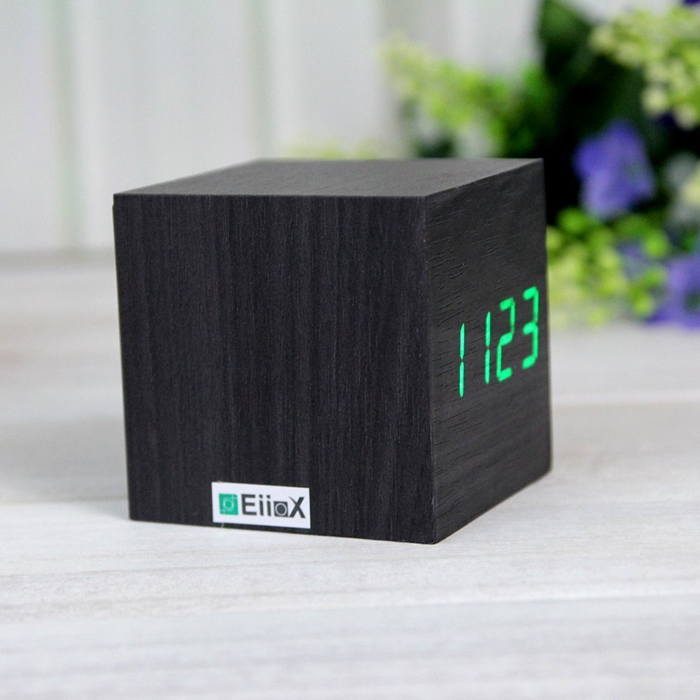 Cube Mini LED Wooden Digital Alarm Clock Fuchsia Molly