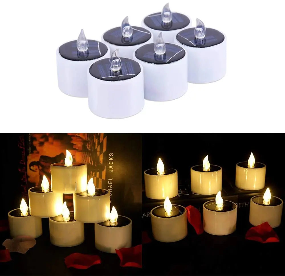 Solar Powered LED Candle Lights for Wedding Party Christmas Decoration Teal Simba