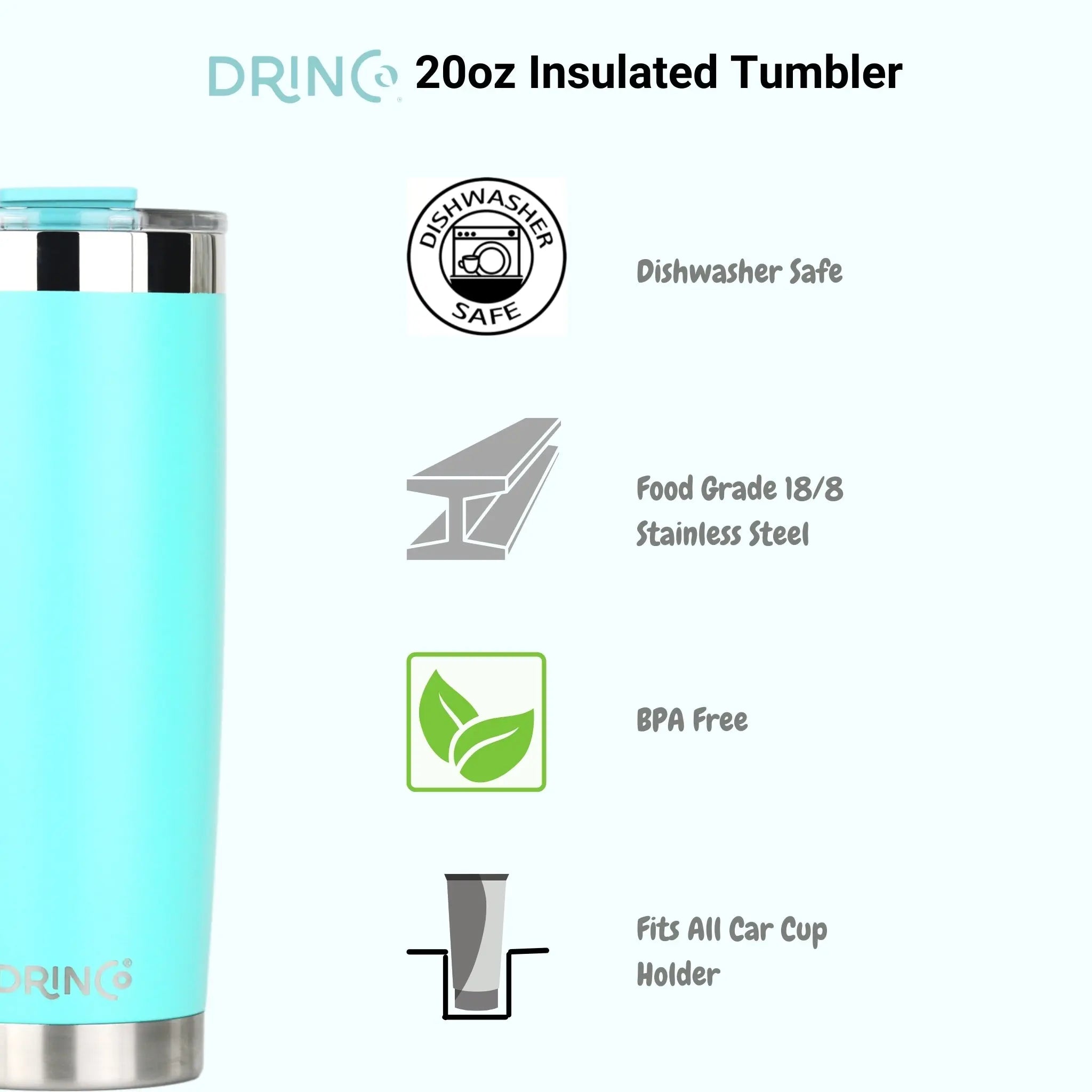 DRINCO® 20oz Insulated Tumbler w/Spill Proof Lid, 2 Straws(Teal) Orchid Lavender