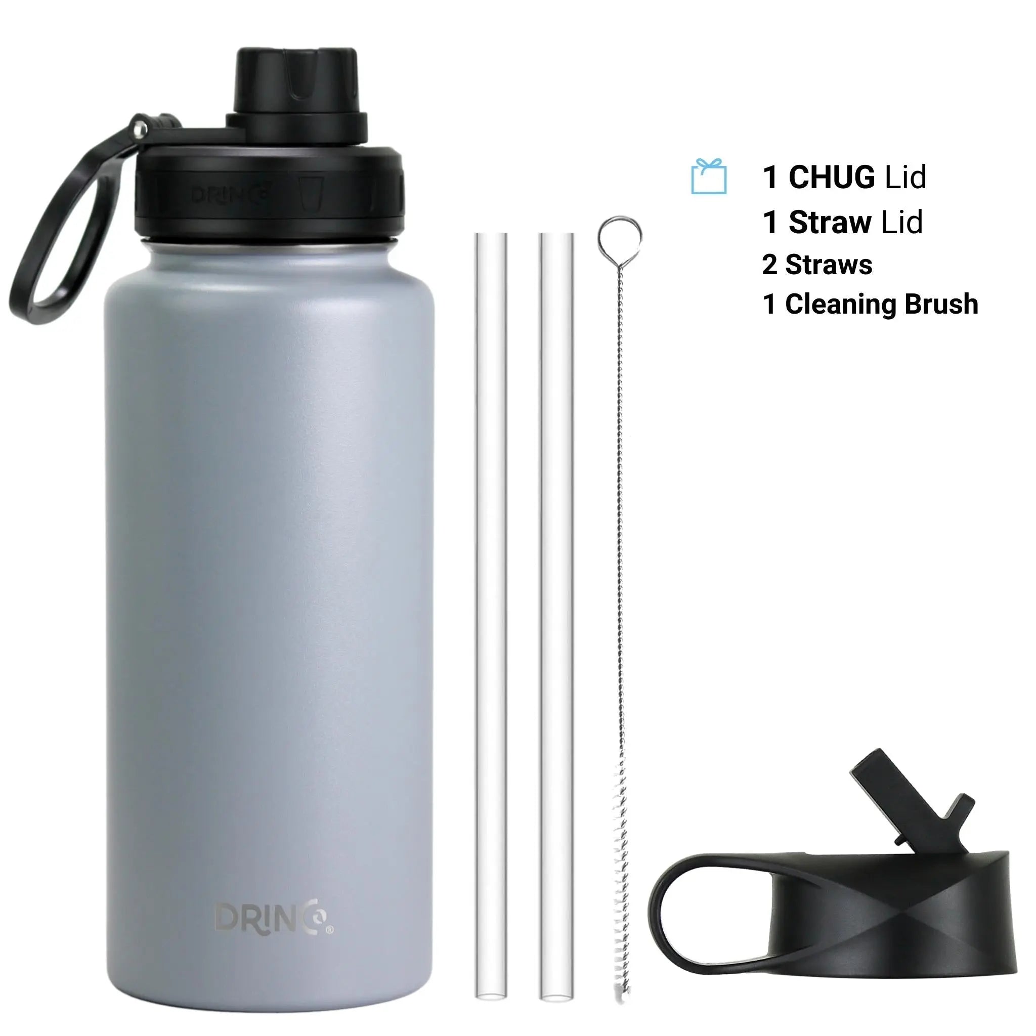 DRINCO® 32oz Stainless Steel Water Bottle - Asphalt Gray Orchid Lavender