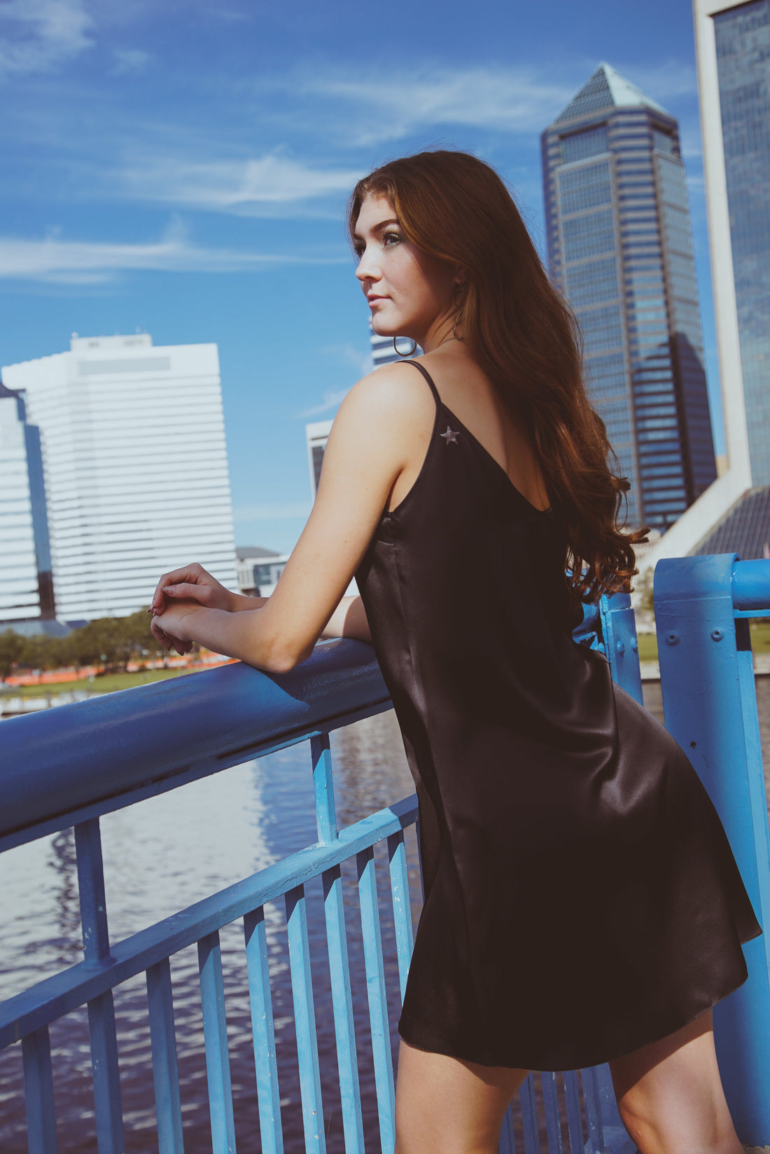 Vela Silk Slip Dress in Jaguar Stars Violet Apollo