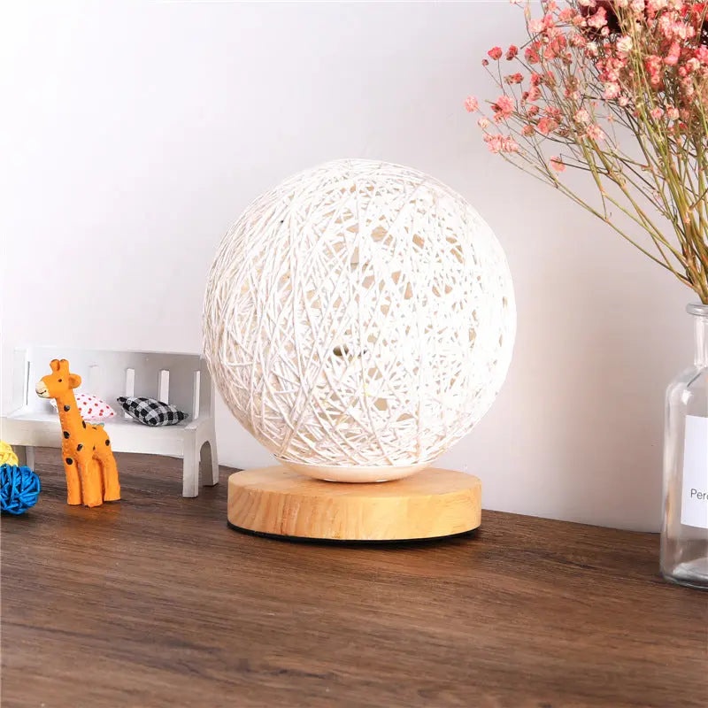 Wood Table Lamp Wood Decorative Bedside Moon Lamp USB Charger Teal Simba