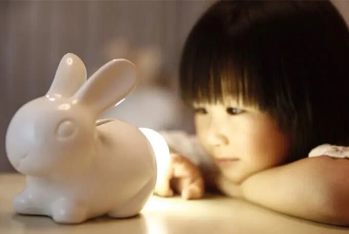 Rabbit Night Lamp With Piggy Bank Fuchsia Molly