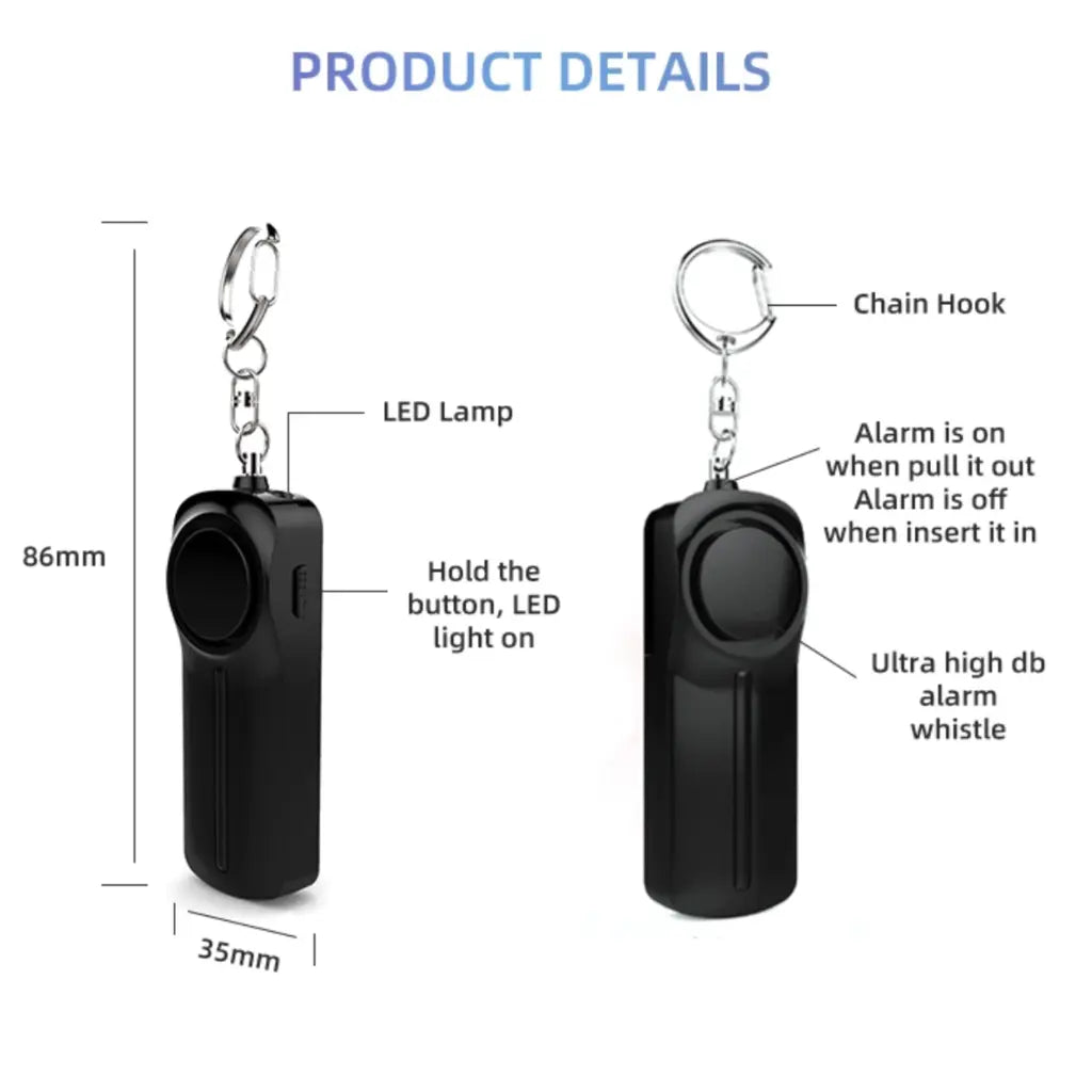 Self Defence Personal Alarm Keychain with LED Light Yellow Pandora